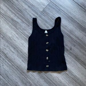 Black button tank top